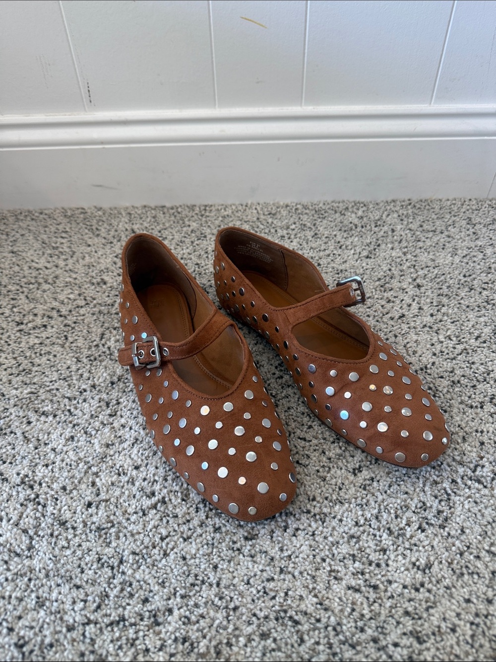 H&M Brown Studded Mary Jane Flats